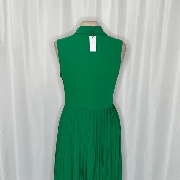 NWT!! KAREN MILLEN Soft Tailored Pleated Sleeveless Shirt Dress Solid Green US 8 - Picture 11 of 16